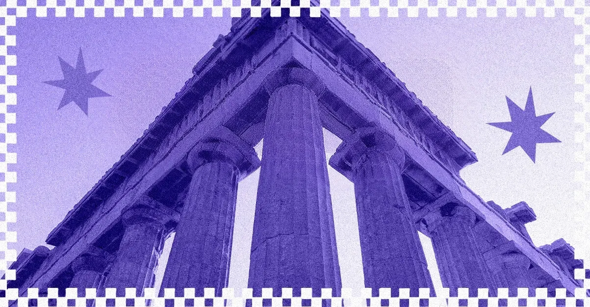 Estrutura com pilares destacados e mensagem motivacional, simbolizando os fundamentos do engajamento de voluntários em equipes e projetos