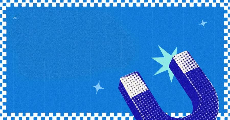 Ilustra&ccedil;&atilde;o de &iacute;m&atilde; atraindo elementos, representando estrat&eacute;gias para atrair novos volunt&aacute;rios para a igreja.